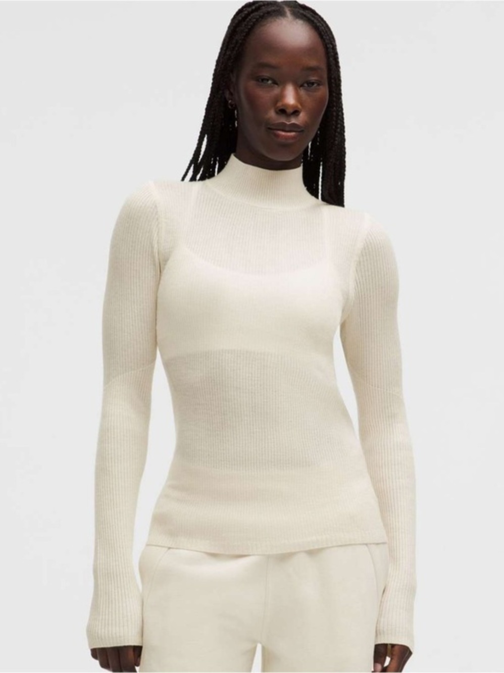 Lululemon Ribbed Wool-Blend Turtleneck Bone Size 6